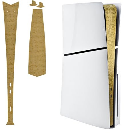Luck&Link Haut Aufkleber für PS5 Slim Konsole Center Teil Schutz Textur Haut Kratzfest Aufkleber, für ps5 Slim Digital&Disc Edition(Waben-Gold, for PS5 Slim (2023))