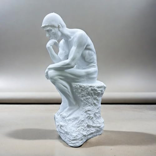 Resin The Thinker Thinking Man Statue Skulptur Frgurine Geschenk für Home Office Wohnzimmer Desktop Display Dekorative Dekoration (Weiß)