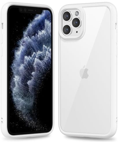 oakxco für iPhone 11 Pro Hülle Durchsichtig, Transparent Handy Hülle Klar Ultra Dünn Handyhülle Slim, Glatt Hart Plastik Schutzhülle & Einfarbig TPU Weich Bunt Gummi Silikon Bumper, Weiß