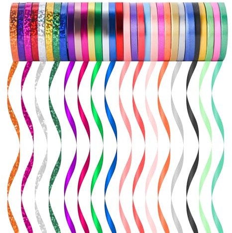 31 Rollen Ringelband Geschenkband Set, 5MM Geschenkbänder für Geburtstag Luftballons Hochzeit Geschenkverpackung Florist Luftballon Schleifen und Saisonale Deko, 10 m/Rolle (gemischte Farben)