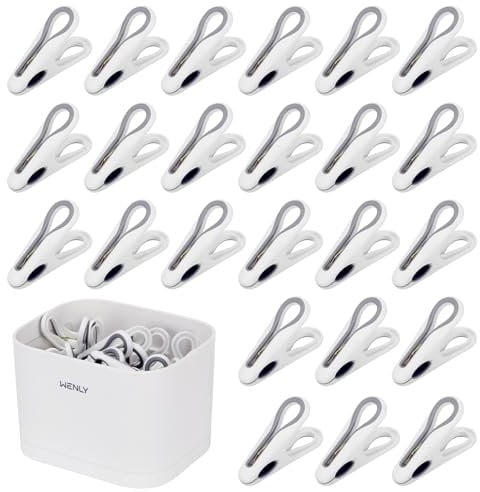 Auauraintt Pinces à Linge Antidérapantes - 36 Pièces Avec Panier, Blanc Cassé, Sans Trace, Durables et Longue Durée de Vie - Pour Corde à Linge ou Étendoir