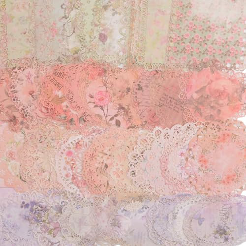 URROMA 40 Stück Vintage Spitze Scrapbook Papier Ausschnitt Spitze Papier Scrapbook Zubehör für DIY Karten Journaling Ästhetische Journals Junk Journal Bullet Planer Kartenherstellung