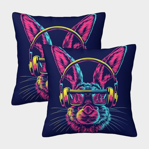 UBZKJDEUI Bunny 2er Set Zierkissenbezüge Kissenbezug Dekokissen für Sofa Schlafzimmer Kissenhülle 45x45cm