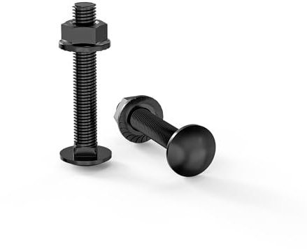 ORTAVA Viti a testa tonda M5 × 30 in ossido nero DIN 603 (20 pezzi), con dado a flangia esagonale, in acciaio inox A2 V2A, viti a testa tonda