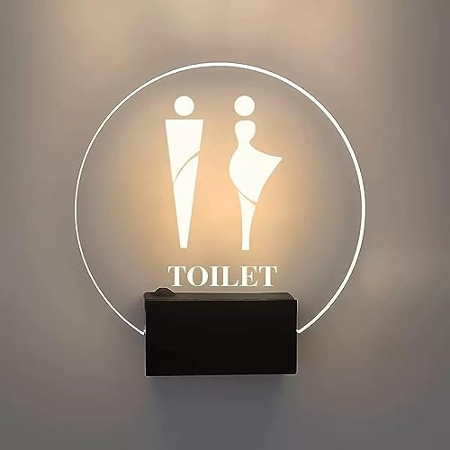 Toilettenschild aus Acryl für Herren- und Damentoiletten, LED-Toilettenschild, beleuchtetes Toilettenschild zur Wandmontage, runde 7-Zoll-Badezimmerschilder für das Büro, Geschäft