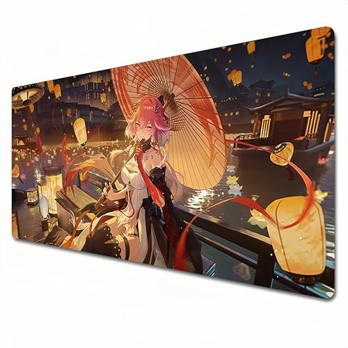 Odrys Wuthering Waves-Mauspad, XL-Rot, großes Anime-Gaming-Mauspad ist geeignet für Büro, Studium, genähte Kanten. (Changli) (XL)