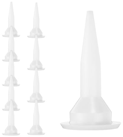 sourcing map 10pcs Caulking Nozzles Cones Nozzles Reusable Caulk Nozzle Tips Set for Epoxy Applicator Universal Sausage Caulking Gun