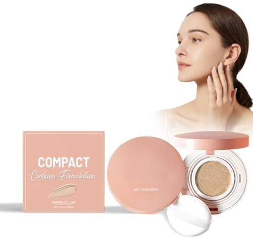 Compact Cushion Foundation, Gesichtsgrundierung Make-up leichte natürliche Abdeckung, leuchtende Kissen-Grundierung, langanhaltend, gleichmäßige Hautstruktur für ein makelloses Aussehen (Natürlich)