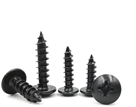 SHUNCHG 20 Pcs Black M4 x 16mm Self Tapping Wood Screws Carbon Steel Mushroom Round Flanged Head Fasteners Drilling Screw