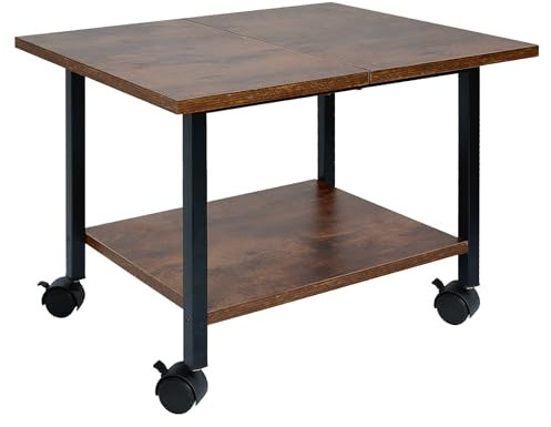 SwaaVee Printer Stand with Storage Under Desk Shelf, Desktop Printer Stand Organizer, Rolling Printer Cart Storage Paper Files Holder for Desk, Office, Home