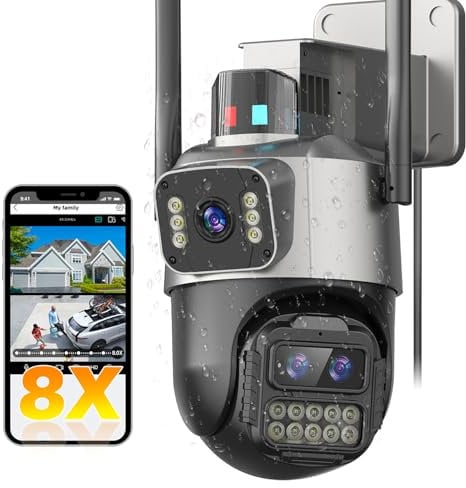 GUOANVISION 8X PTZ Kamera Überwachung Aussen, 6MP Überwachungskamera Außenkamera, IP66 AußenSicherheitskamera Outdoor mit Automatische Nachverfolgung, Nachtsicht, 24/7 Aussenkamera, 2 Audio, SD/Cloud