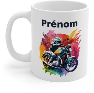 Mug Tasse Personnalisé Motard Coloré - Idée Cadeau Unique pour Passionné de Moto Taille 11oz