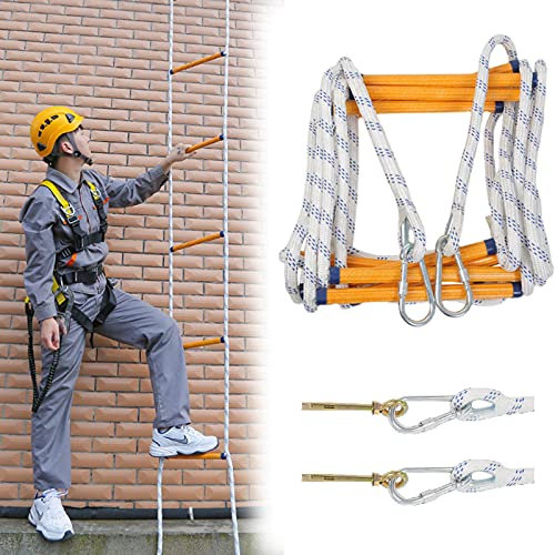 KIUYTQQ Rope Ladder, Emergency Fire Ladder, 1-6 Storey Fire Escape Safety Rope Escape Ladder, for Windows and Balconies/12M
