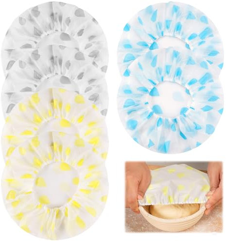 6er Set 28cm Abdeckhauben für Gärkorb, Abdeckhauben für Lebensmittel, Gärfolie Brot Backen Zubehör Wiederverwendbar Elastische Lebensmittelaufbewahrung Abdeckungen Extra Stark und Reißfest