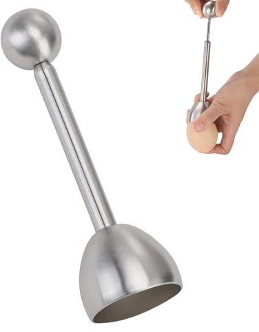 Coupe-œuf en Acier Inoxydable, Outil de Cuisine Multifonctionnel pour Œufs Durs et Mous, Séparateur de Jaune d’œuf, Couvercle à Œufs avec Mécanisme à Ressort, pour Petits Déjeuners et Desserts