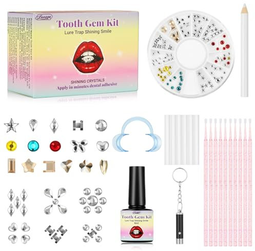OFFCUP Tooth Gem Kit Zahnstein Schmuck Zahnschmuck Set Zahn Edelstein Set DIY handgemachter Zahnschmuck zur Verschönerung und Verzierung der Zähne für Schminkpartys Feiern Rollenspiele
