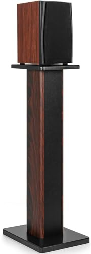 OUUTMEE 90 cm (35 inch) Wooden Speaker Stand, Robust HiFi Speaker Stands for Home Cinema, Universal Standing Speaker Bracket for Bookshelves with Sand Fillable Design (Set of 1)