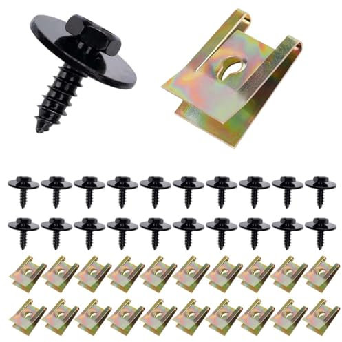 VONJUMA 20 Sätze Schraube Mutter Clip Kit Unterboden Unterfahrschutz Schraube U Typ Schrauben Auto Unterboden Schrauben Für Radlauf Abdeckung Unterboden Fender Passend Für Volkgswagon Audi