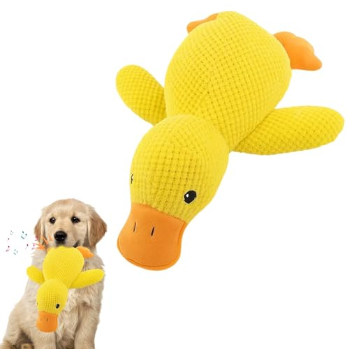 PcvGef Anti Stress Ente Für Hunde, Hundespielzeug Unzerstörbar, Unzerstörbares Hundespielzeug, Kuscheltier Für Hunde, Enge Kuscheltier, 25×22 cm, Gelb