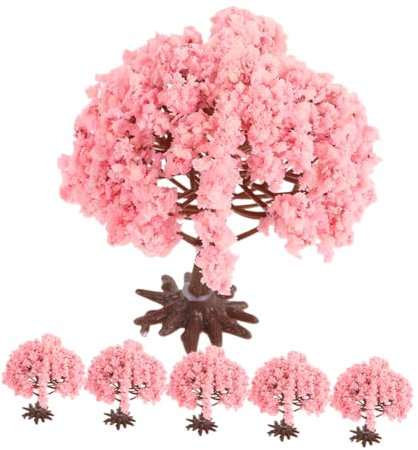Cabilock Lot de 6 Cerisiers Artificiels en Fleurs Miniature Décoration Réaliste pour Table de Sable Accessoire de Jardin en Plastique Arbre à Fleurs Faux pour Bureau et Maison