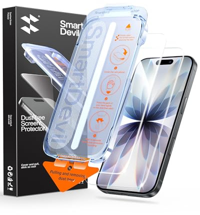 SMARTDEVIL 2 Pack Optical Clear for iPhone 17 Screen Protector | HD Clarity, 9H Tempered Glass, Bubble-Free Easy Install, Anti-Shatter, Face ID & Case Compatible, with OnePress Box
