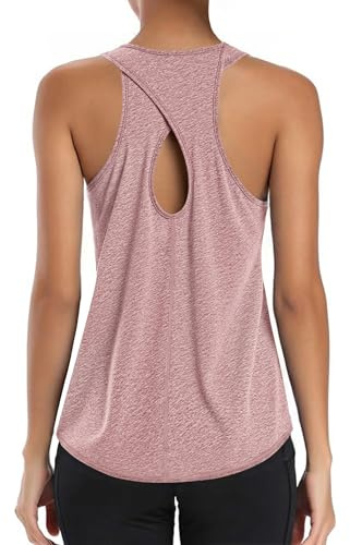 Gyabnw Sport Top Damen mit Rückenausschnitt ärmellos leicht schnelltrocknend für Fitness Yoga Laufen Sportbekleidung