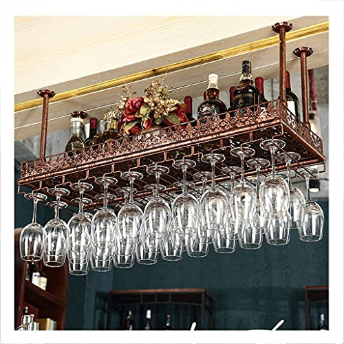 MRBVAOXVD Weinregale, Deckenregal Im-Industriestil,Ter Regal -Hängeregal, Retro-Weinglashalter Aus Eisen, 80 cm