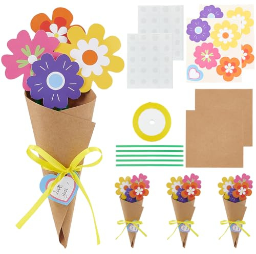 BEAMARKER Blütenstrauß Bastelset 12 Stück Blütenstrauß Bastelset Zum Muttertag DIY Papier Bastelset Basteln Sie Ihren Eigenen Strauß Dankbare HerbstBlüten Wertschätzung Für Lehrer Herbstgeschenke Akti
