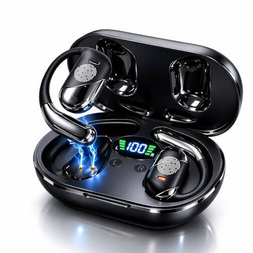 Luicla Auriculares Traductor en Tiempo Real con IA - Traductor Instantáneo de Voz para 144 Idiomas - Dispositivo Traductor de Oído Abierto 3 en 1 con Estuche de Carga para Viajes/Negocios/Aprendizaje.