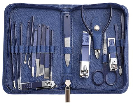 PATKAW Set y Bolsa Tamaño Palma de Manicura Profesional de Acero Inoxidable Diseño Delicado Fácil para Cortar Uñas y Depilar Cejas, Adecuado para