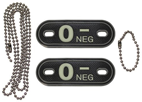 MFH 3D Blutgruppenmarke mit Kette nachleuchtend Anhänger Blood Marke Erkennungsmarke Verschiedene Ausführungen (O Negativ)