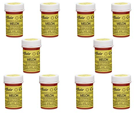 Sugarflair Spectral Melon Food Colouring Paste, Highly Concentrated for Use with Sugar Pastes, Buttercream, Royal Icing or Cake Mix, Vibrant Colour Dye - 25g (Pack of 10)