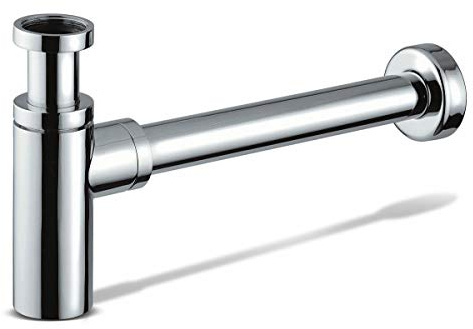 Kibath L182574 Siphon de vidange modèle MIN pour éviers et lavabos, hauteur automatique réglable maximale de 185 mm, fabriqué en laiton avec finitions en style chrome brillant