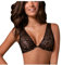 Bralette reggiseno in pizzo a balconcino leggermente imbottito coppa B con ferretto (4, Nero)