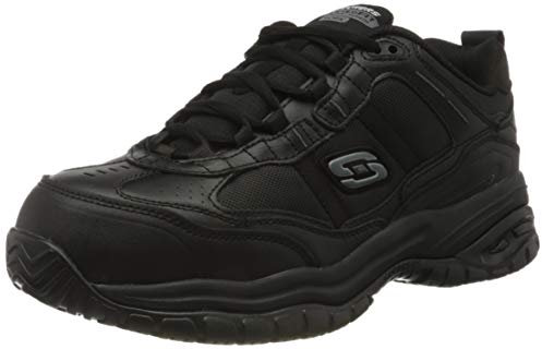 Skechers Men's Soft Stride Grinnel M Industrial Shoe, Black Leather/Black Mesh, 7.5 UK