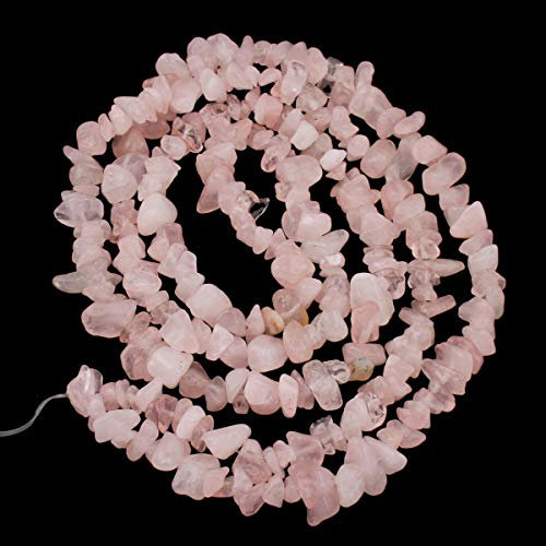 Perlin 240stk Edelstein Strang Perlen, Natur Rosa Quartz Quarz, Rosenquarz, 5~8 mm Chips Nugget Halbedelstein Edelsteine Schmuckperlen Schmuckstein für DIY Kette Bastelset G301 x2
