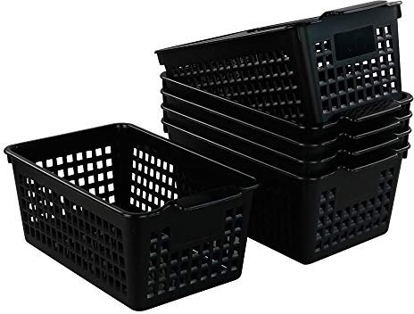 Bblina 6-pack Black Plastic Baskets, Small Storage Basket