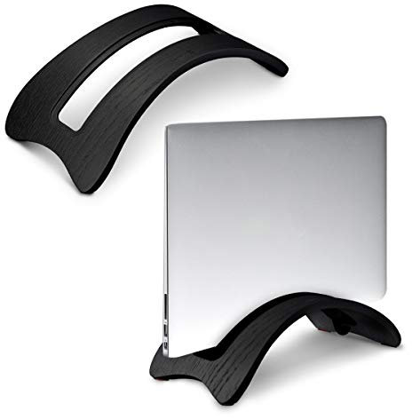 kalibri Laptop Ständer Notebook Stand - Halterung aus Holz - 1x Silikoneinsatz für MacBook/Air Retina/Pro/Tablet iPad - Eichenholz Schwarz