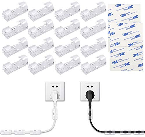 NATUCE 40 Pezzi 7mm Clip per Cavi con Adesivo, Clip Fermacavi da Parete, Fermacavi a Clip, Fermacavo per Casa o Ufficio, Cavi da Scrivania, Muro, Pareti, Gestione dei Cavi per TV PC Laptop Casa