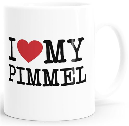 MoonWorks® Kaffee-Tasse Spruch I love my Penis/Pimmel Boobs I love your Boobs/Penis Bürotasse lustige ironische Kaffeebecher my Pimmel weiß Keramik-Tasse