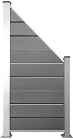 HORI® Design WPC Sichtschutz Anbauelement Schräg | Stecksystem | Zaun | Garten | Gartenzaun | Lamellenzaun | Windschutz | Zaunelemente | Einbetonieren Grau
