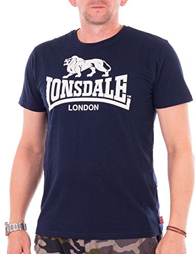 Lonsdale Logo Camiseta, Azul Marino, 4XL Hombres