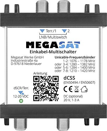 Megasat 0600211 SAT Multischalter Eingänge (Multischalter): 3 (2 SAT/1 terrestrisch) Teilnehmer-Anz