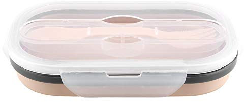 Haofy Faltbare Brotdose aus Silikon in Lebensmittelqualität, tragbarer rechteckiger Vorratsbehälter für Lebensmittel(Aprikose)