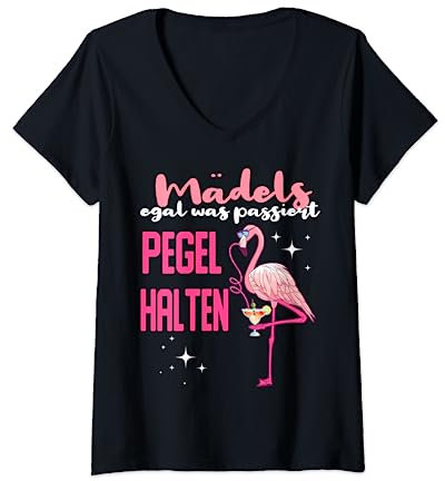 Damen Lustiges JGA Pegel Halten Party T-Shirt T-Shirt mit V-Ausschnitt