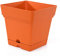 Mintra Home Pot de Fleurs Carré - Plastique Incassable - Sans BPA - 17 cm - Planter des Fleurs, Jardinage, Plantes - Durable pour Intérieur, Extérieur, Terrasse, Pelouse et Jardin (Orange)