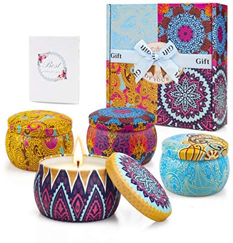 Duftkerzen für den Innenbereich, Set mit 4 Dosen, 4,4 oz Sojawachs, Kerze für das Familienleben, 30 Stunden, Geschenk für Lehrerin, Frau, Geburtstag, Party