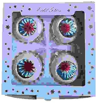 Lauscha Christbaumschmuck - Klassische Reflexkugeln Silber-Weiß mit farbigen Reflex, 7cm, 4 Stück, mundgeblasen, Haken, Weihnachten