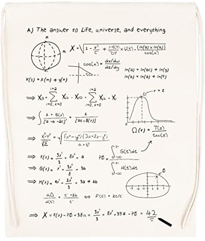 The answer to life, univers, and everything Beige Turnbeutel mit Kordelzug Drawstring Gym Bag Backpack