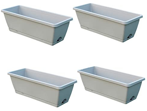 Ailovone 4er Blumenkasten Set Blumenkasten für Europalette Paletten Blumenkasten Paletten aus Kunststoff Paletten aus Kunststoff Balkonkasten Einsatz passend für Blumen Kräuter und Früchte (grau)